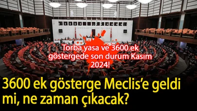 Torba yasa ve 3600 ek göstergede son durum Kasım 2024! 3600 ek gösterge Meclis’e geldi mi, ne zaman çıkacak? İşte, detaylar…